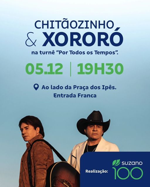 05 de dezembro em Ribas do Rio Pardo tem um Show de Chitãozinho e Xoxoró